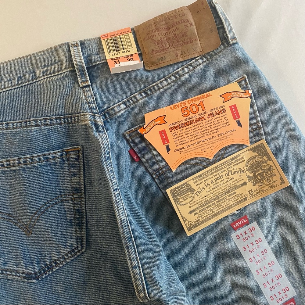 Levis 501 Preshrunk Deadstock Jeans Men 30x30 Vintage Slim Straight Denim Cowboy